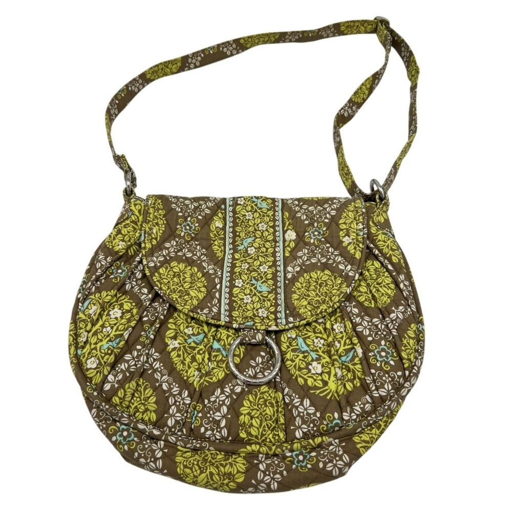 Vera Bradley Womens Birds Sittin in a Tree Satchel Saddle Handbag Floral Quilted
